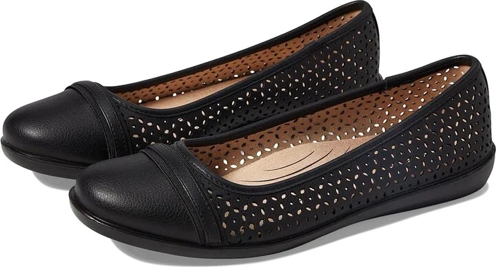 LifeStride Nile Slip-On Flats Women's Flat Shoes Black : 8 M (B), Leather