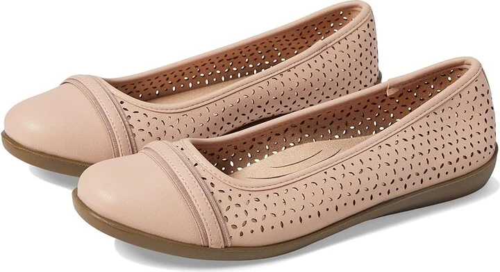LifeStride Nile Slip-On Flats Women's Flat Shoes True Blush : 10 W (C), Leather