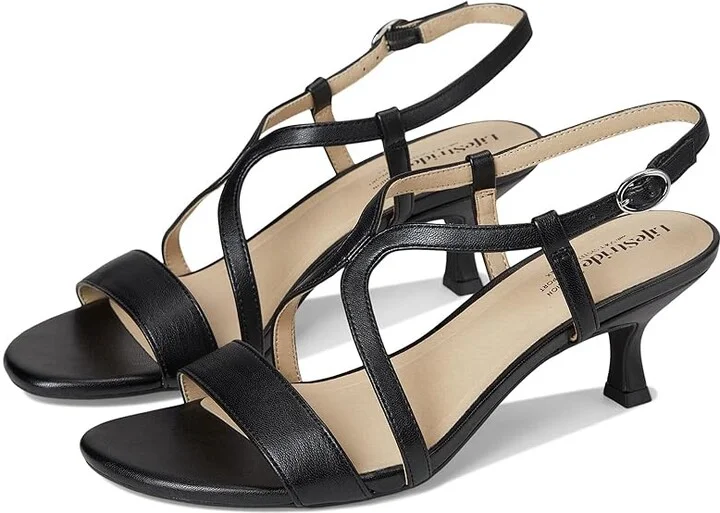 LifeStride Nolita Women's Sandals Black Faux Leather : 7.5 M (B), Rubber/Synthetic