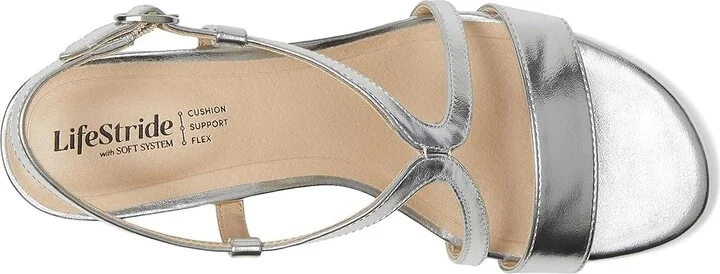 LifeStride Nolita Women's Sandals Silver Faux Leather : 9 M (B), Rubber/Synthetic - Image 2