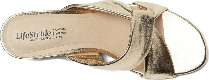 LifeStride Nori Women's Sandals Plantino Gold Faux Leather : 6.5 W (C), Leather/Rubber - Image 2