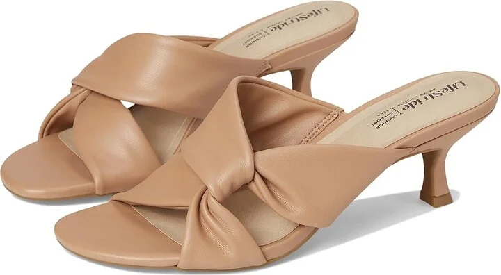 LifeStride Nori Women's Sandals Sienna Tan Faux Leather : 10 W (C), Leather/Rubber