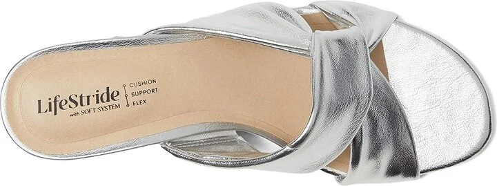 LifeStride Nori Women's Sandals Silver Faux Leather : 5 M (B), Leather/Rubber - Image 2
