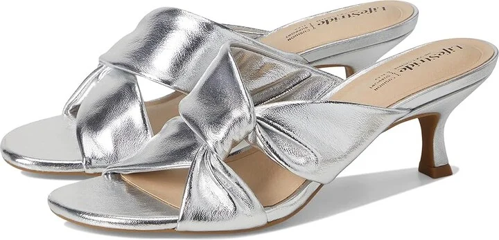 LifeStride Nori Women's Sandals Silver Faux Leather : 5 M (B), Leather/Rubber