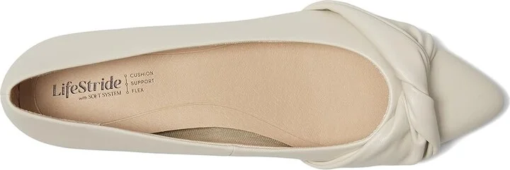 LifeStride Palm Women's Flat Shoes Bone Faux Leather : 7.5 M (B), Leather/Rubber - Image 2