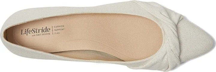 LifeStride Palm Women's Flat Shoes Natural Silver Fabric : 8 W (C), Leather/Rubber - Image 2