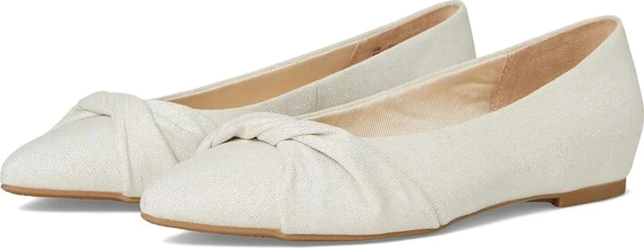 LifeStride Palm Women's Flat Shoes Natural Silver Fabric : 8 W (C), Leather/Rubber