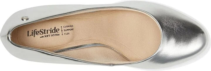 LifeStride Parigi Pumps High Women's Heels Silver Metallic : 6 N (AA), Leather - Image 2