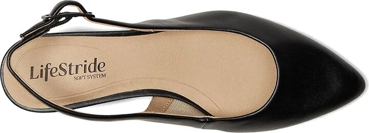 LifeStride Percy Slingback Women's Flat Shoes Black : 7.5 M (B), Leather - Image 2
