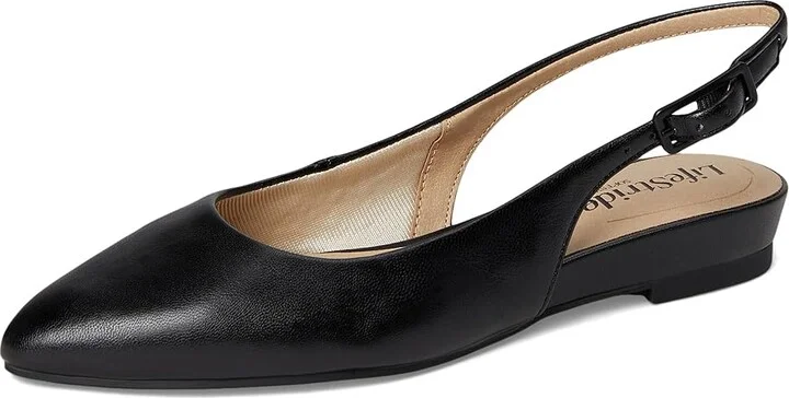 LifeStride Percy Slingback Women's Flat Shoes Black : 7.5 M (B), Leather - Image 5