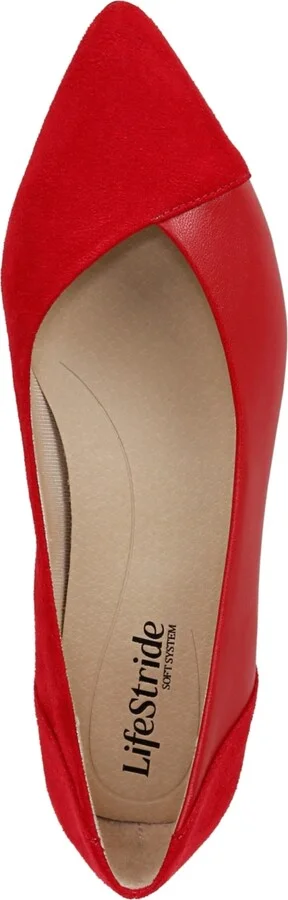 LifeStride Promise Ballet Flats - Fire Red Faux Leather/Microsuede - Image 4