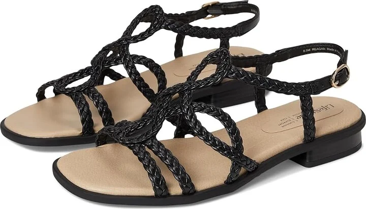 LifeStride Reagan Women's Wedge Shoes Black Fabric : 9.5 M (B), Faux Leather