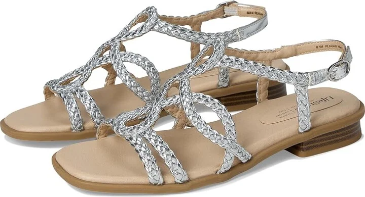 LifeStride Reagan Women's Wedge Shoes Silver Metallic : 9.5 W (C), Faux Leather