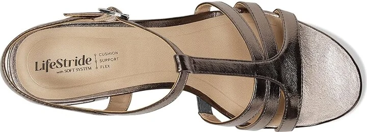 LifeStride Rio Women's Sandals Pewter Grey Faux Leather : 6 W (C) - Image 2