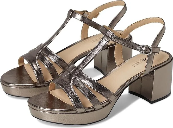LifeStride Rio Women's Sandals Pewter Grey Faux Leather : 6 W (C)