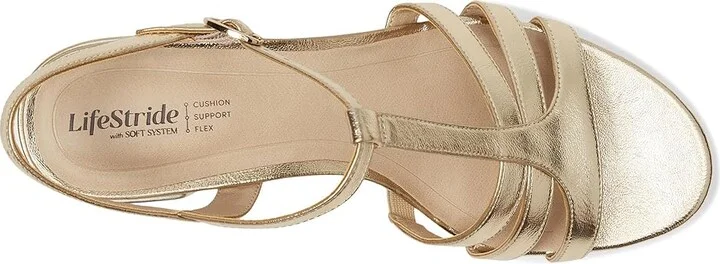 LifeStride Rio Women's Sandals Platino Gold Faux Leather : 6 M (B) - Image 2
