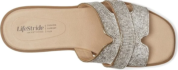 LifeStride Royalty Bling Slide Sandals Women's Sandals Gold Metallic : 5 M (B), Faux Leather - Image 2