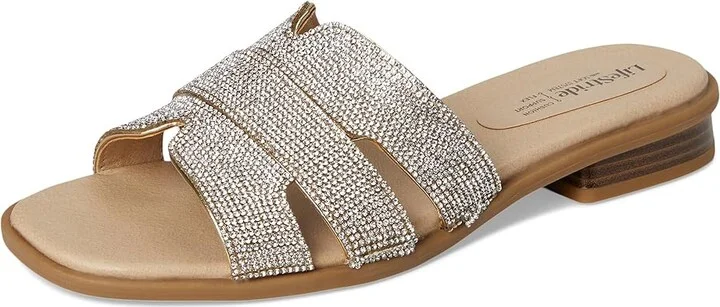 LifeStride Royalty Bling Slide Sandals Women's Sandals Gold Metallic : 5 M (B), Faux Leather - Image 5