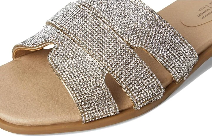LifeStride Royalty Bling Slide Sandals Women's Sandals Gold Metallic : 5 M (B), Faux Leather - Image 7