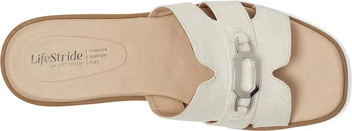 LifeStride Royaltybit Women's Sandals Natural Fabric : 10 W (C) - Image 2