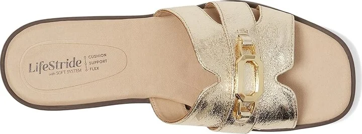 LifeStride Royaltybit Women's Sandals Platino Gold Faux Leather : 6.5 W (C) - Image 2