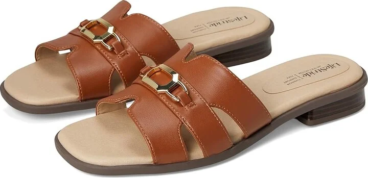 LifeStride Royaltybit Women's Sandals Tan Faux Leather : 6.5 M (B)