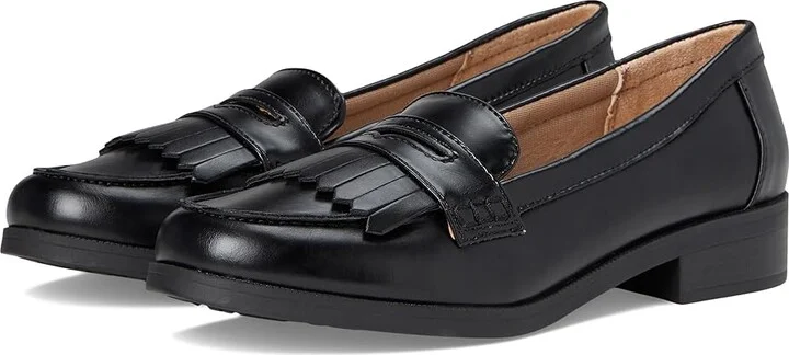 LifeStride Santana Women's Flat Shoes Black : 8 W (C), Leather