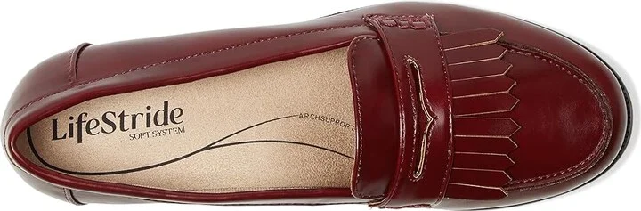 LifeStride Santana Women's Flat Shoes Pinot Red : 5.5 M (B), Leather - Image 2