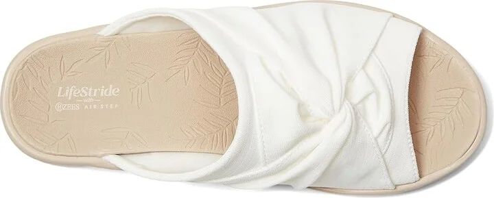 LifeStride Smile 3 Slides Women's Sandals Bright White Stretch Fabric : 7 W (C), Textile - Image 2