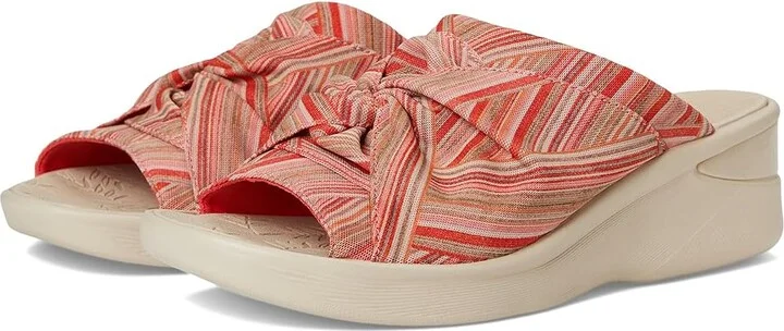 LifeStride Smile 3 Slides Women's Sandals Coral Stripe Stretch Fabric : 8 W (C), Textile