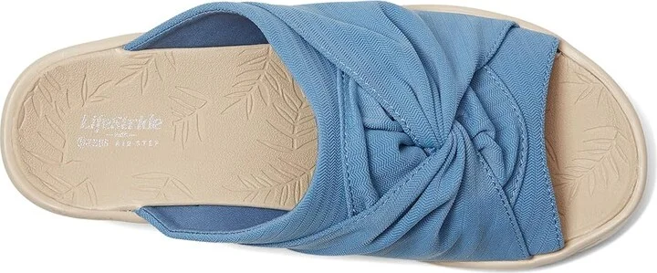 LifeStride Smile 3 Slides Women's Sandals Elemental Blue Stretch Fabric : 9.5 M (B), Textile - Image 2