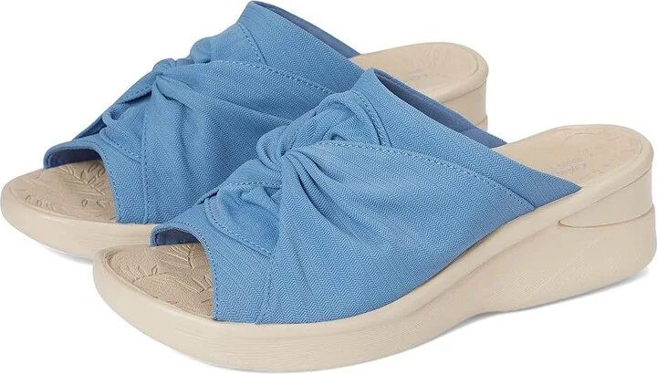 LifeStride Smile 3 Slides Women's Sandals Elemental Blue Stretch Fabric : 9.5 M (B), Textile