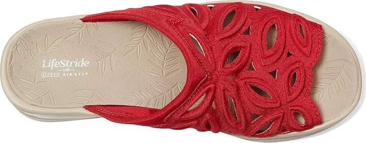 LifeStride Susie Slides Women's Sandals Fire Red Shimmer Lycra Fabric : 7.5 W (C), Textile - Image 2