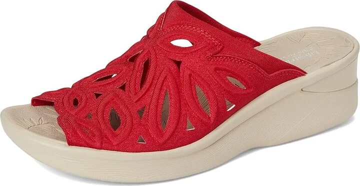 LifeStride Susie Slides Women's Sandals Fire Red Shimmer Lycra Fabric : 7.5 W (C), Textile - Image 5
