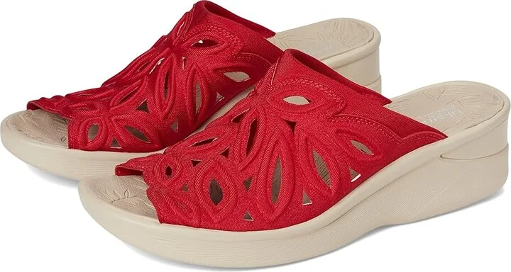 LifeStride Susie Slides Women's Sandals Fire Red Shimmer Lycra Fabric : 7.5 W (C), Textile