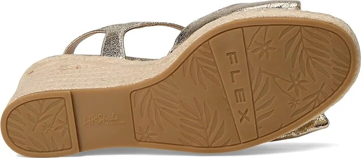 LifeStride Tahlia Women's Sandals Platino Gold Faux Leather : 6 W (C), Synthetic - Image 3