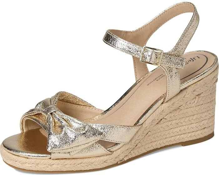 LifeStride Tahlia Women's Sandals Platino Gold Faux Leather : 6 W (C), Synthetic - Image 5