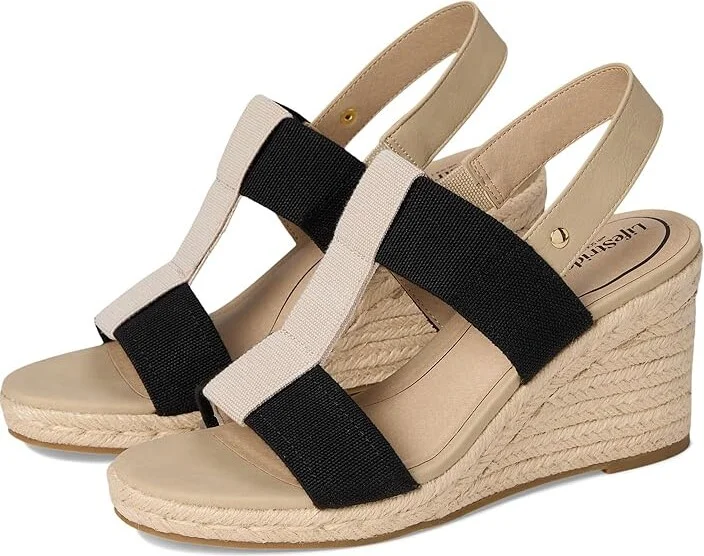 LifeStride Tallulah Women's Sandals Black Faux Leather : 8 W (C), Synthetic