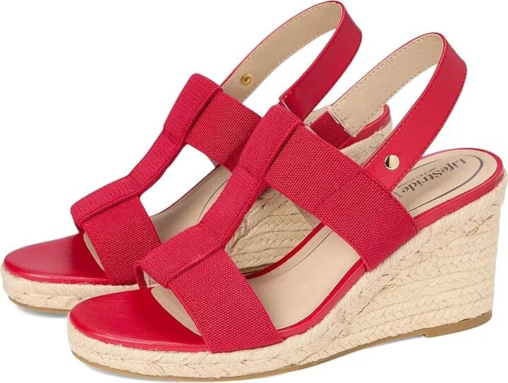 LifeStride Tallulah Women's Sandals Fire Red Faux Leather : 8 W (C), Synthetic