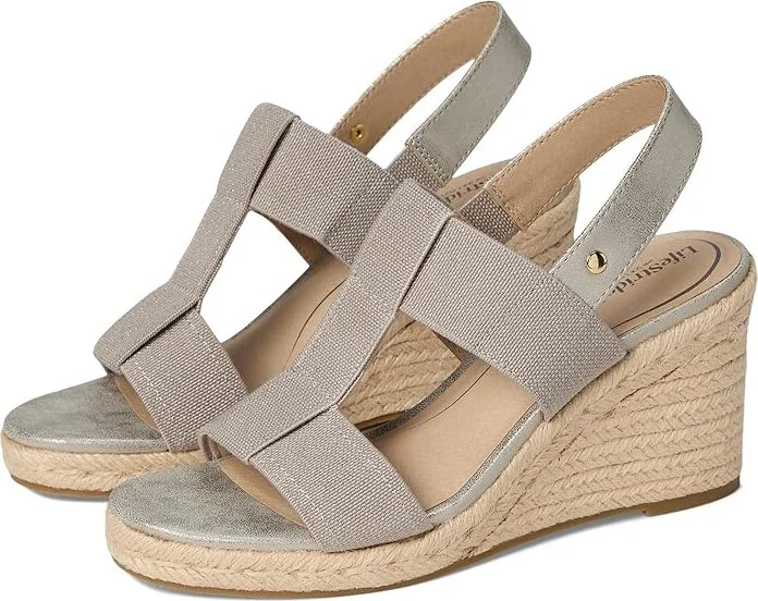 LifeStride Tallulah Women's Sandals Taupe Faux Leather : 7 M (B), Synthetic