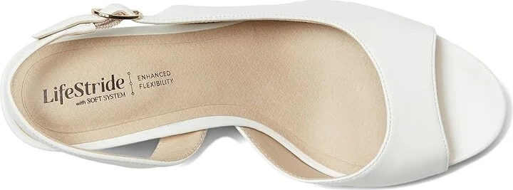 LifeStride Teller 2 Slingback Peep Toe Pumps Women's Sandals Bright White : 10 M (B), Leather - Image 2