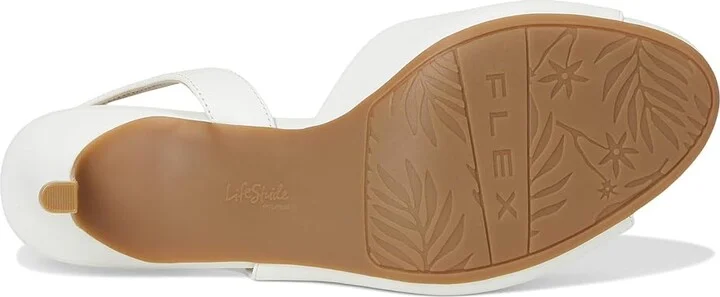 LifeStride Teller 2 Slingback Peep Toe Pumps Women's Sandals Bright White : 10 M (B), Leather - Image 3