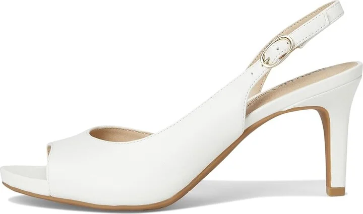 LifeStride Teller 2 Slingback Peep Toe Pumps Women's Sandals Bright White : 10 M (B), Leather - Image 6