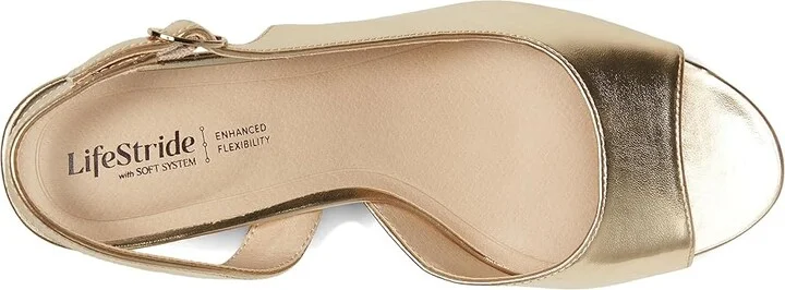 LifeStride Teller 2 Slingbacks Women's Sandals Gold Metallic : 7 W (C), Leather/Rubber - Image 2