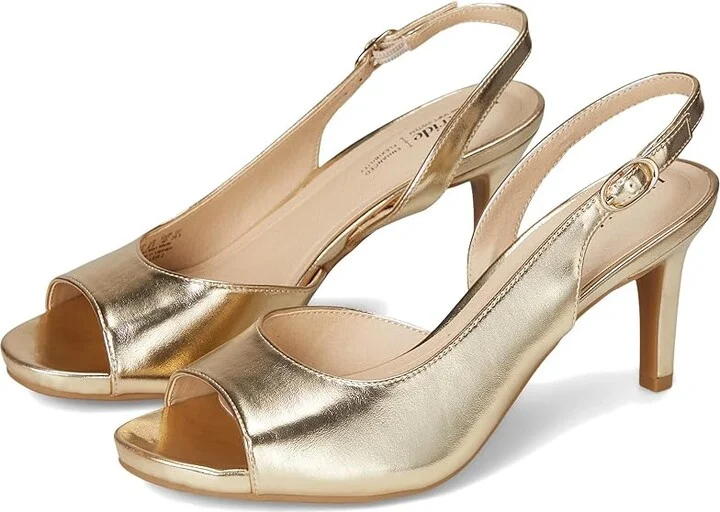 LifeStride Teller 2 Slingbacks Women's Sandals Gold Metallic : 7 W (C), Leather/Rubber
