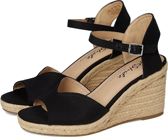 LifeStride Tess Wedge Espadrille Sandals Women's Sandals Black : 8.5 M (B)