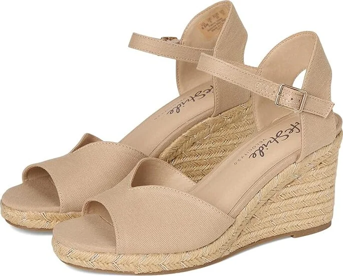 LifeStride Tess Wedge Espadrille Sandals Women's Sandals Tender Taupe : 10 W (C)