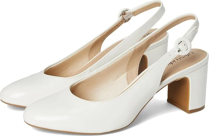 LifeStride Tia Slingback Shoes Women's Shoes White Patent : 7.5 W (C), Synthetic