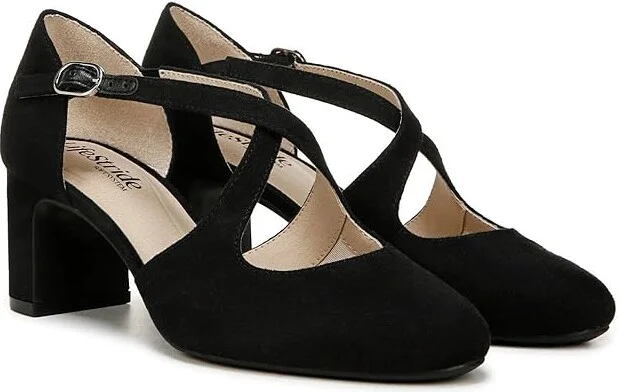 LifeStride Tracy High Women's Heels Black Microfiber : 10 M (B), Faux Leather