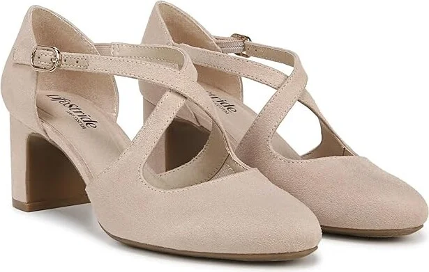 LifeStride Tracy High Women's Heels Tender Taupe Microfiber : 7 W (C), Faux Leather